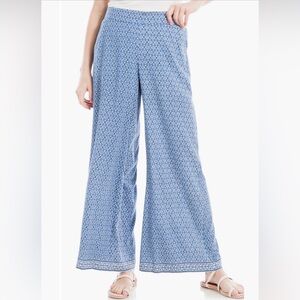 Max Studio Blue Geometric Wide Leg Pants